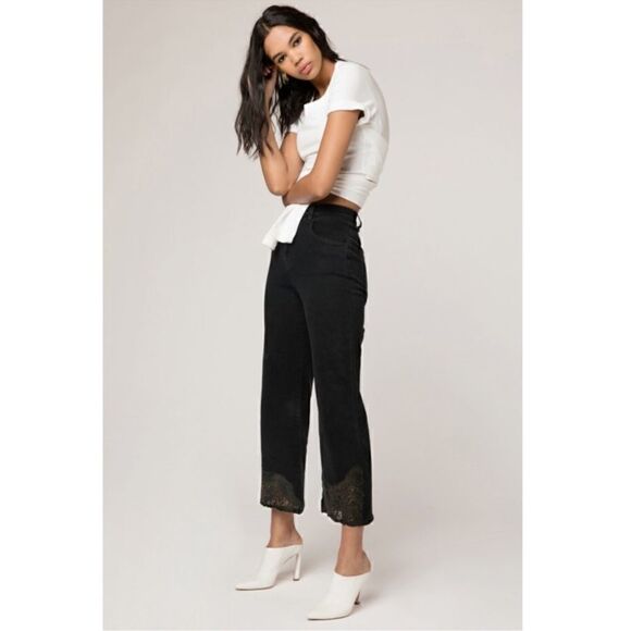 J Brand Joan High-Rise Crop In Moonlight Laser Lace black size 31 NWT - Picture 3 of 6